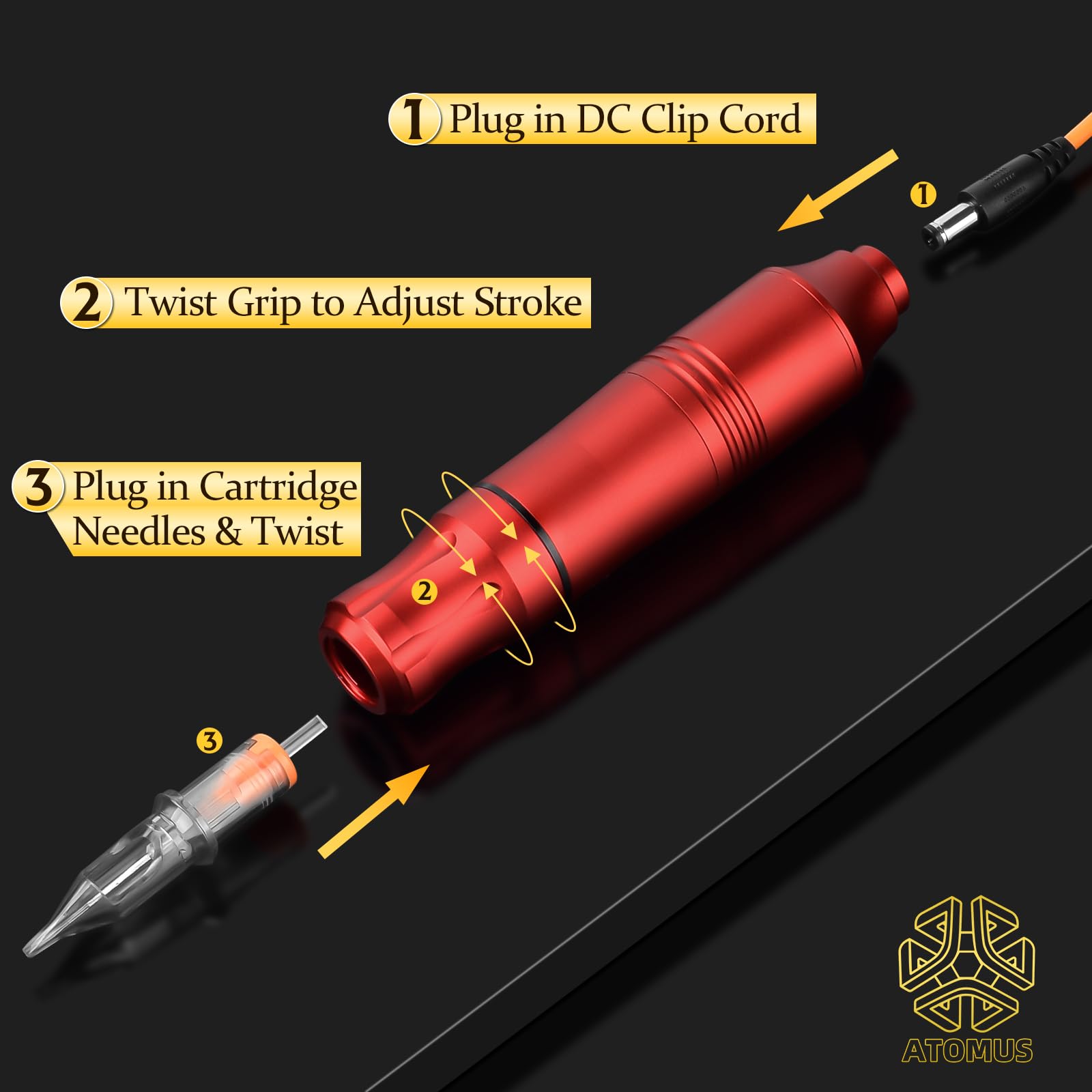 Amazon.com: Rotary Tattoo Machine, ATOMUS Tattoo Pen Style
